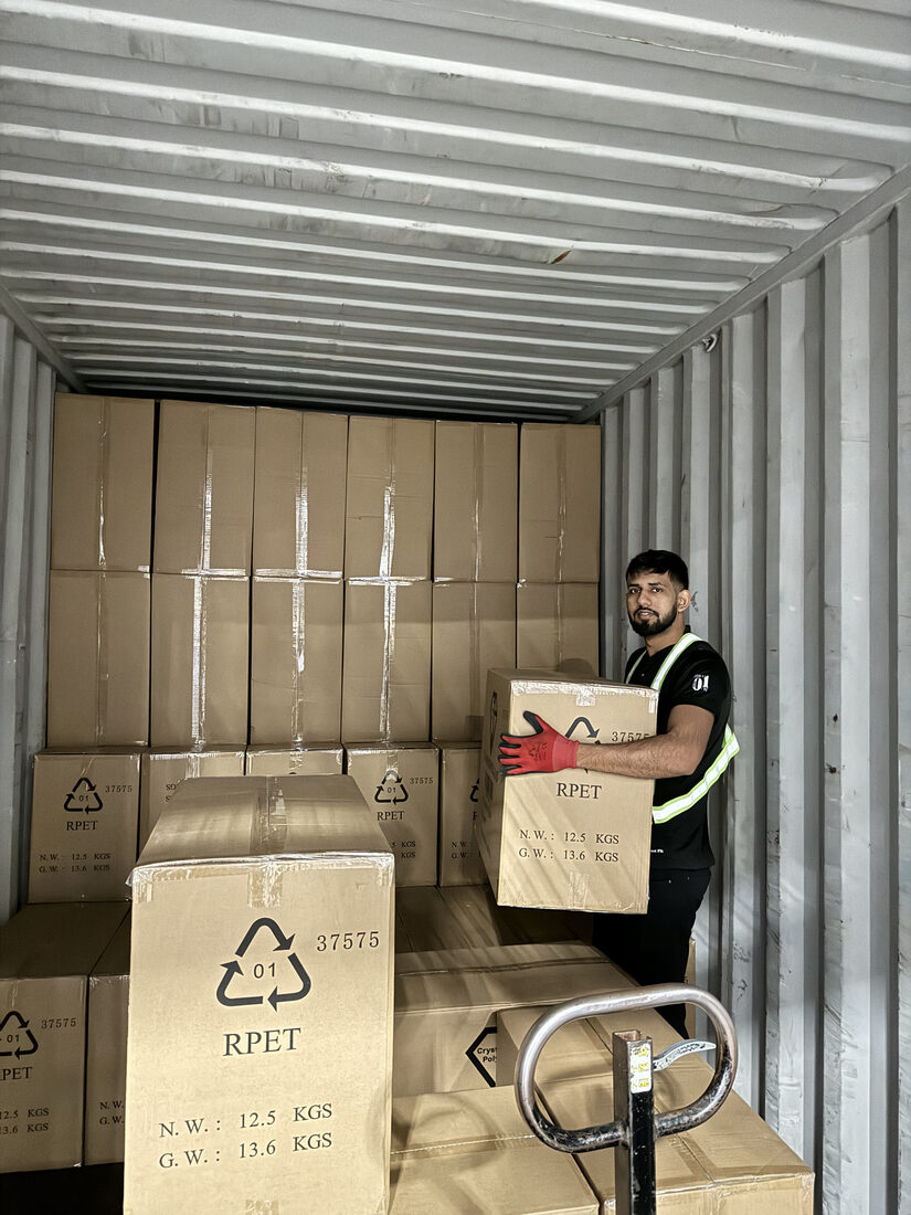 Express Lumpers crew unloading a shipping container in Surrey
