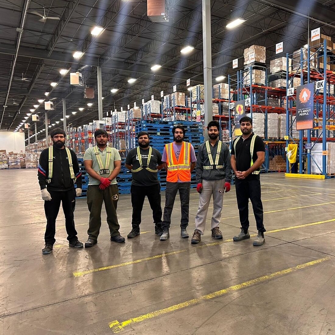 Express Lumpers warehouse crew assigned to an ongoing shift in Surrey